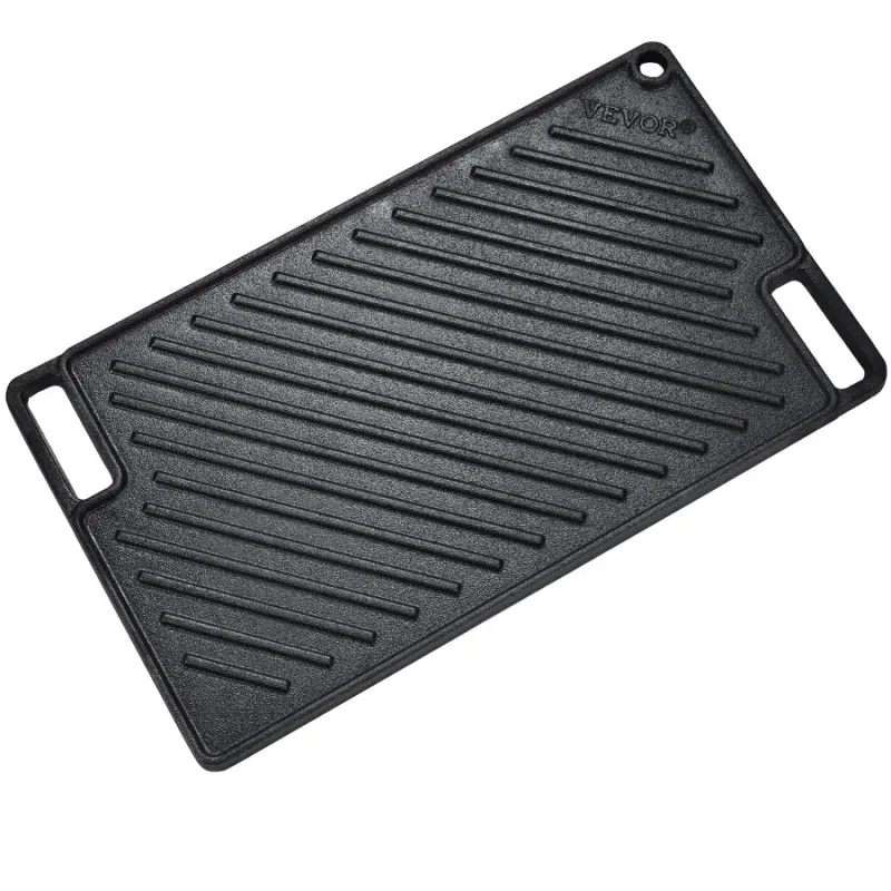 Pan 9.7x16.7 NonStick Burner Cast PreSeasoned Family Pan Reversible Iron Griddle Double Grill Cook Rectangular Griddle Griddle_voghion.com