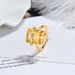 Anello quadrato in cristallo giallo bambù e zircone per donna, semplice e alla moda, dal design aperto_voghion.com