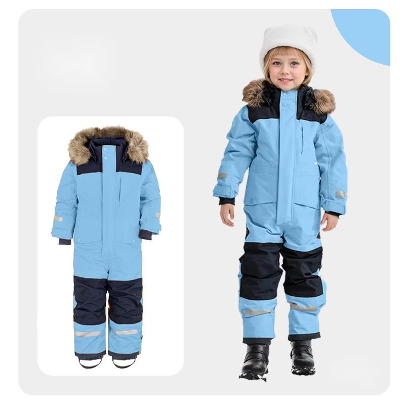 Outdoor Single And Double Board Luminous Windproof Waterproof Thickened Warm One-piece Children's Ski Suit_voghion.com