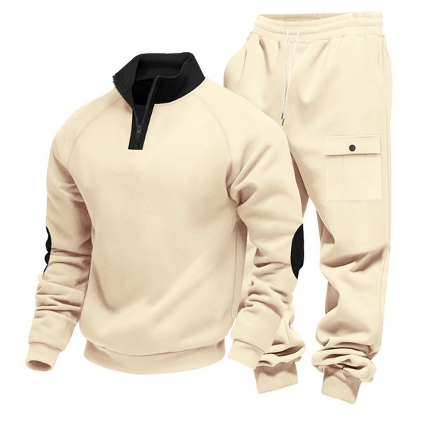 Winterlicher Herren-Overall aus schwerem Samt, wattiert, locker geschnitten, mit Stehkragen, lässig, mit Latzhose, Anzug für Herren_voghion.com