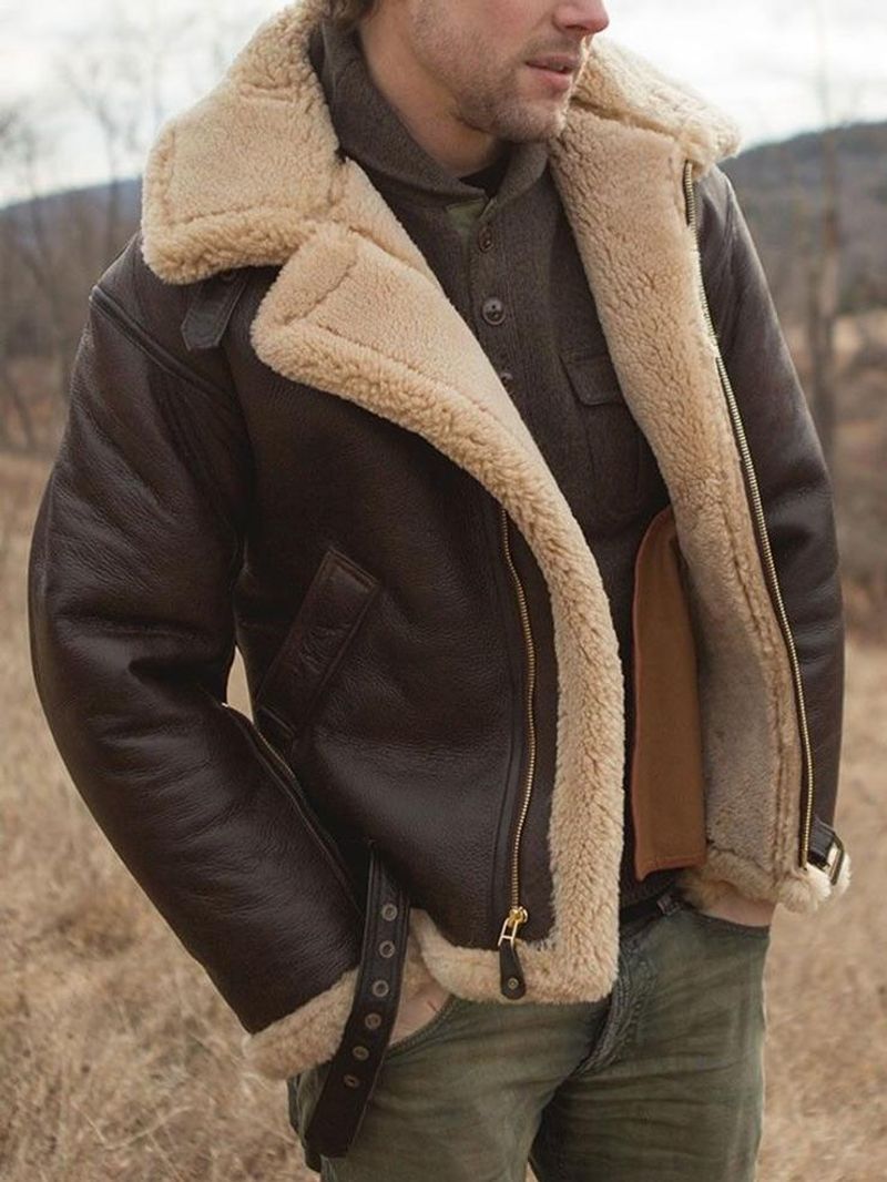 Men's Clothing all in one men's jacket long sleeved artificial fur thick_voghion.com