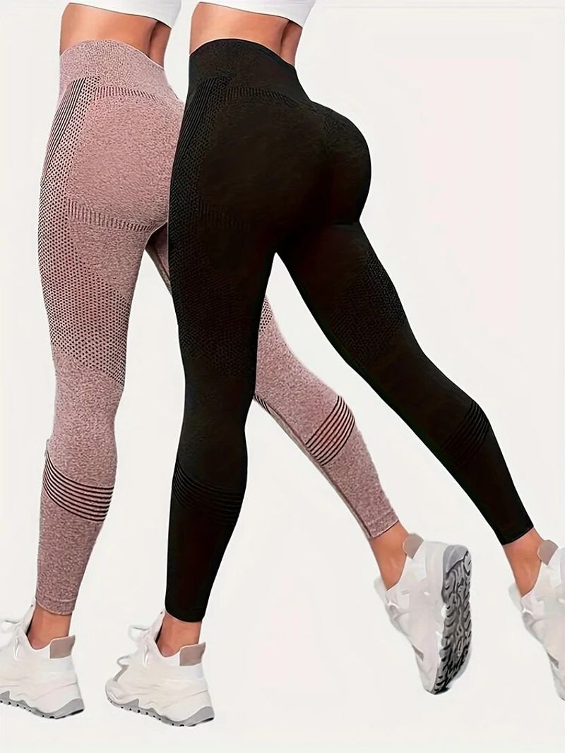 Women's 2-Piece Hip Yoga Leggings Exercise High-Waisted Tummy Tuck Breathable Hp Lift Pants_voghion.com