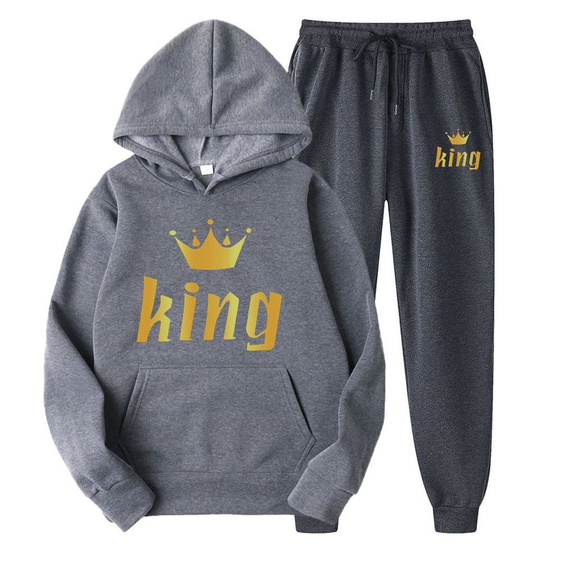 Felpa con cappuccio da coppia, tuta da regina, maniche lunghe, giacca sportiva, pantaloni da uomo e da donna_voghion.com
