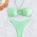 Ženske bikini kopalke, ženske travnato zelene, biserne verižice, povodcem in cevastim zgornjim delom, deljene kopalke v slogu_voghion.com