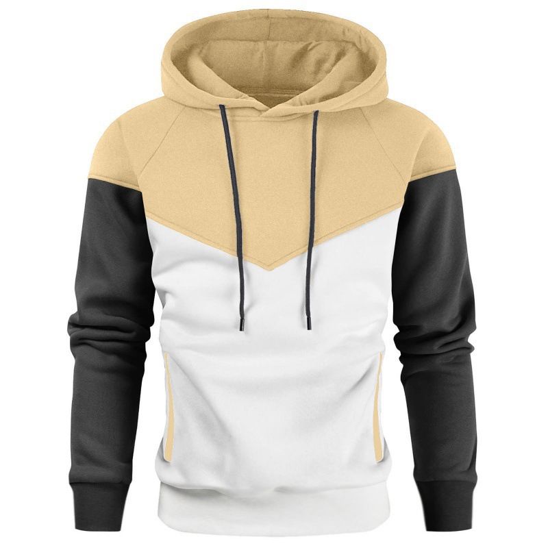 Herrenbekleidung Farblich passendes Kapuzenpullover-Sweatshirt für Herren Herbst und Winter sowie warmer, lockerer Kapuzenpullover aus Samt, lockeres, lässiges Sport-Sweatshirt_voghion.com