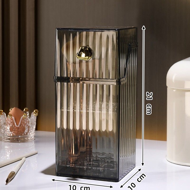 Makeup Brush Holder With Lid - Large Capacity Dustproof Organizer For Brushes, Eyeliners & Eyebrow Pencils (Elegant Design With Pearl Filling)​​_voghion.com