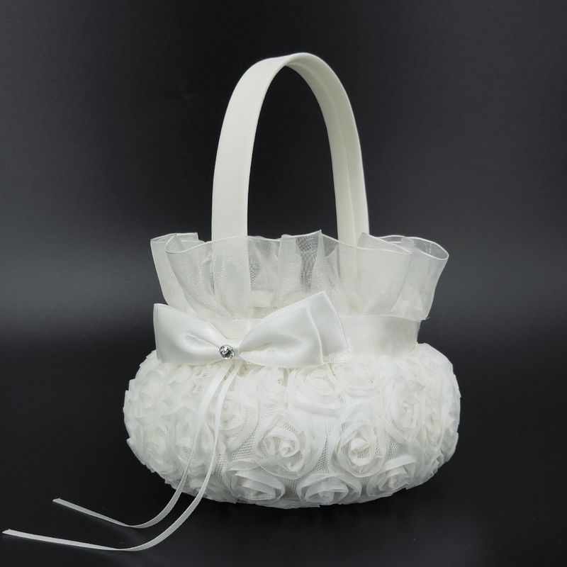 embroidery, Western Style Lace, Bride's Basket, Rose Girl's Wedding Flower Basket_voghion.com