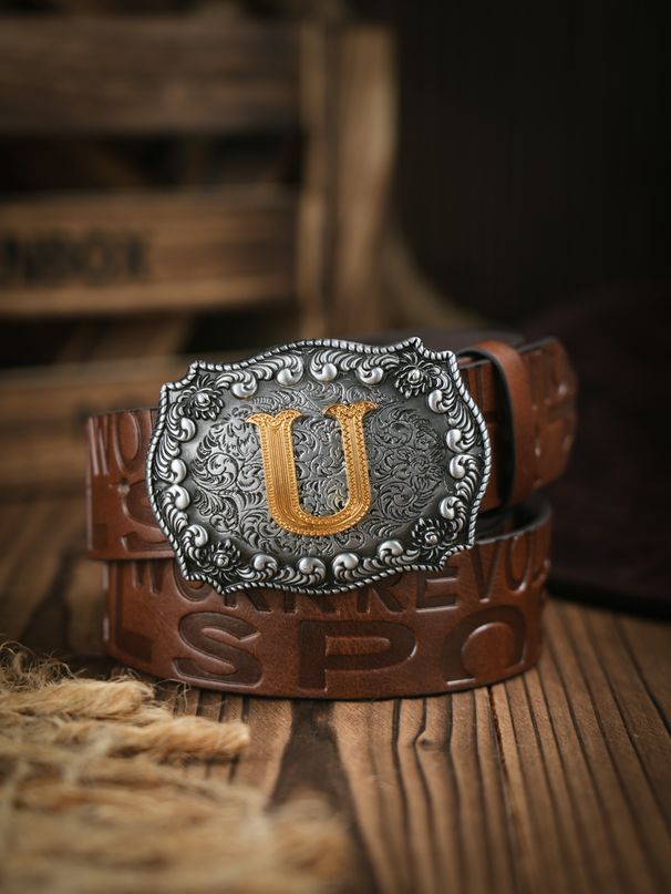 HOT Western Cowboy PU lederen riem - Heren tailleband Stierdecoratie Bloemen gegraveerd voor jeans_voghion.com