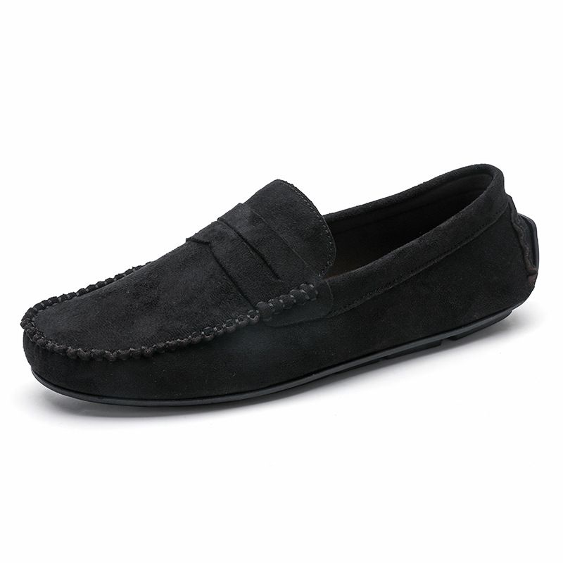 Fashion Suede Leather Men Casual Shoes Comfortable Man Loafers Lightweight Lazy Boat Shoes Breathable Slip On Man Driving Shoes_voghion.com
