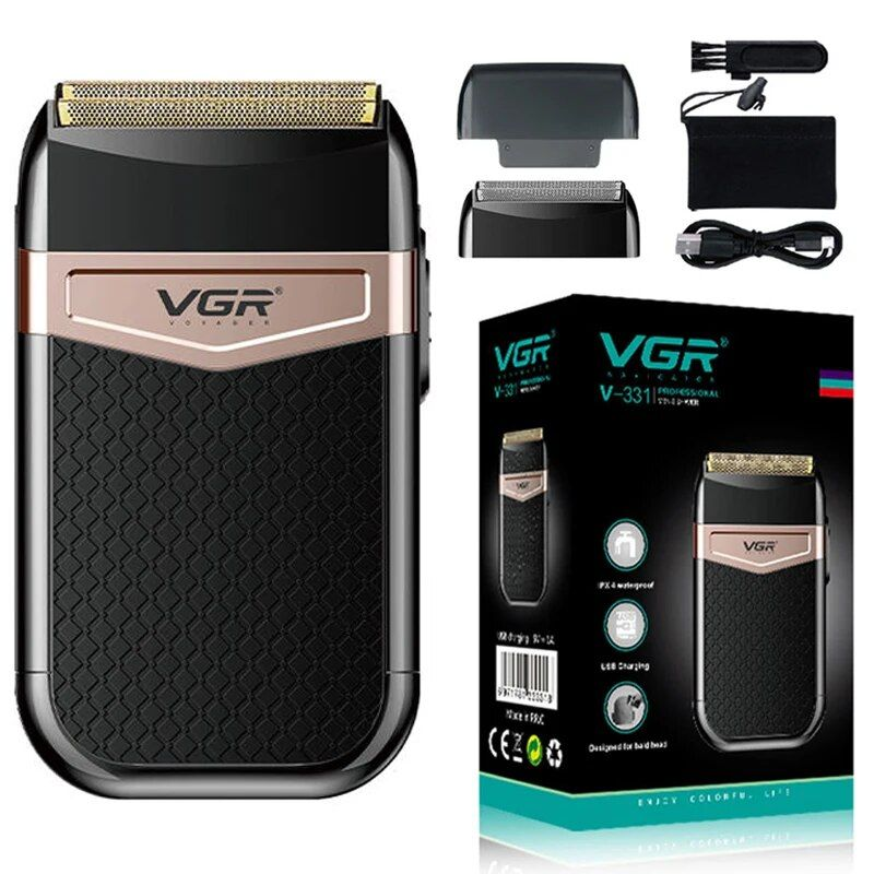 VGR Rechargeable 3-Speed Beard & Hair Shaver For Men Bald Head Shaving hine Barber Electric Razor With Extra Mesh_voghion.com