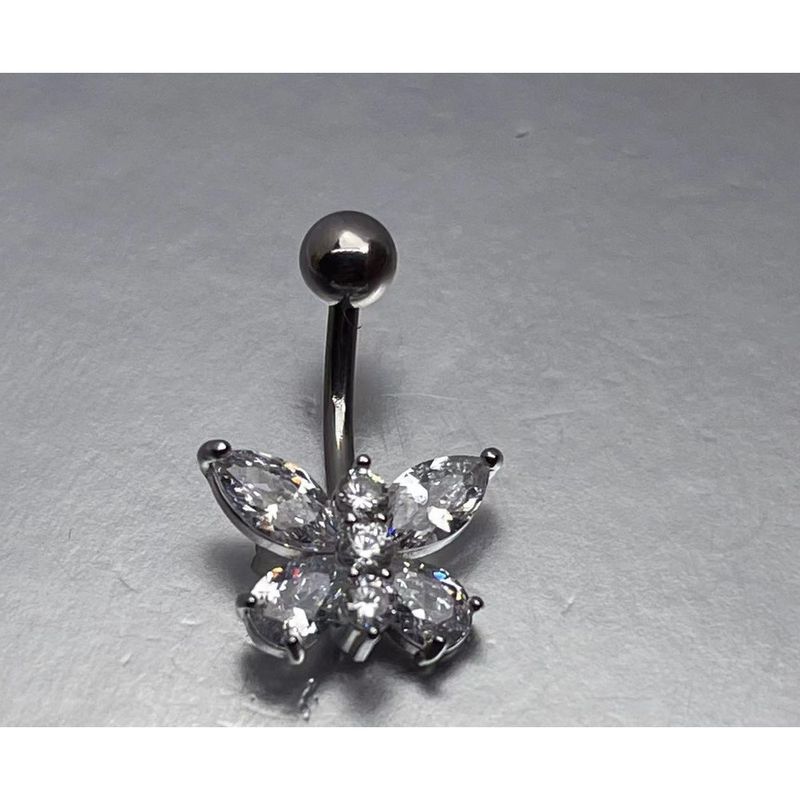 Edelstahlnagel, Schmetterlingsflügel, Bauchnabelpiercing mit Zirkonia, Accessoire für menschliche Punktion_voghion.com