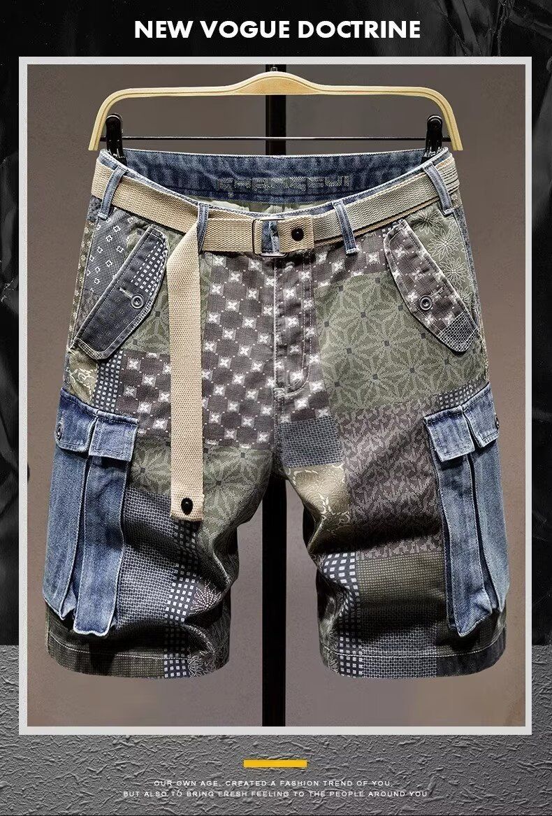 Herrenbekleidung 2024 High Street Denim Shorts Herrendesign Nischen-Sommer-Shorts Herren-Lockere mittellange Hose Einteiler Dropshipping_voghion.com