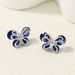 Orecchini da donna in argento S925 con zirconi blu a forma di farfalla, semplici e alla moda, piccoli e freschi, con temperamento a forma di foresta._voghion.com