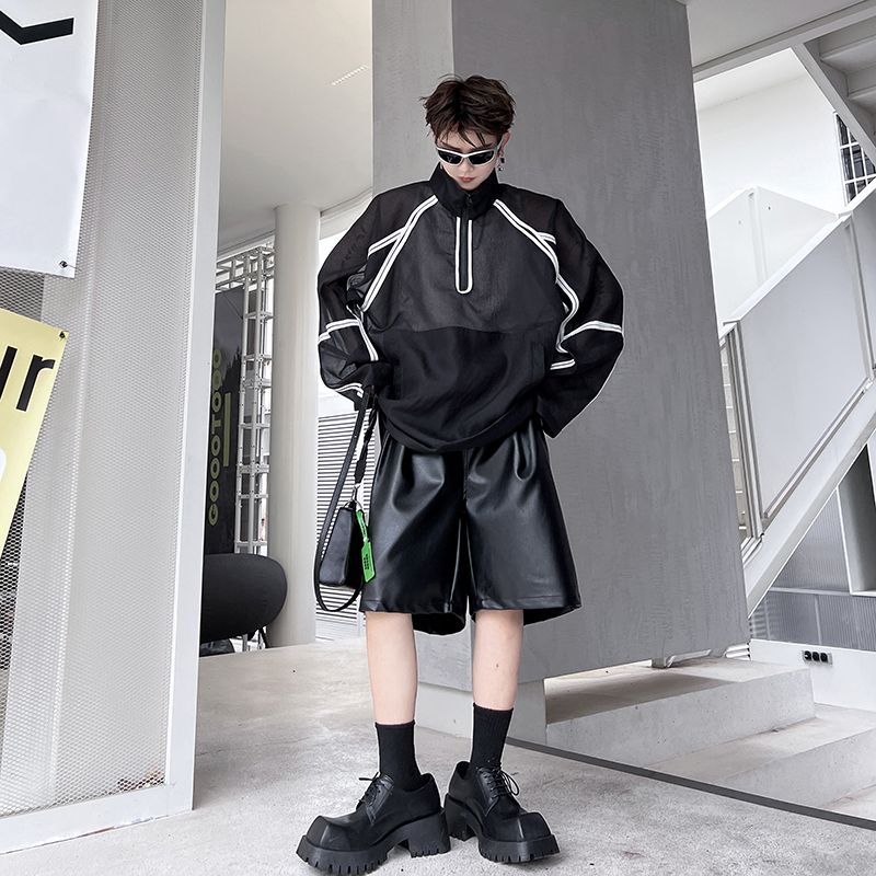 Summer Niche Design Black And White Contrast Color Sun Protection Clothing_voghion.com