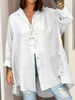 Verve New 2025 Summer Tinta Unita Donna Camicia in Cotone e Lino Manica a Nove Quarti Regular_voghion.com