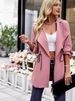 Women's Clothing coat classic open front lapel coat slim fit jacket with belt buckle_voghion.com