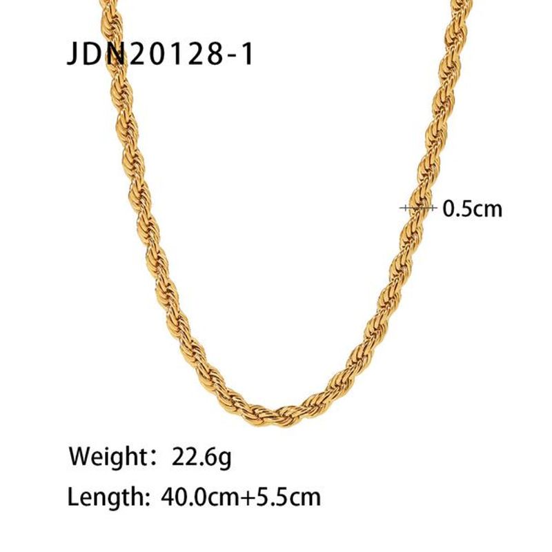 Designer Gold Plated Fried Dough Twists Fashion Versatile High Grade Chain Necklace For Men And Women_voghion.com
