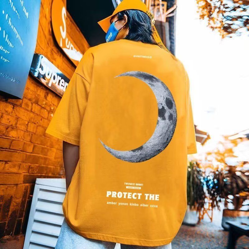 T-shirt à manches courtes pour homme, ample, grande taille, manches courtes, cinq points_voghion.com