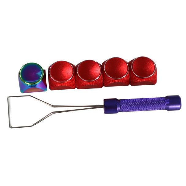 Xinweiqing 5Pcs Key Electroplated Gradient Color Ergonomic Metal Computer Mechanical Keyboard Caps with Keycap Puller_voghion.com