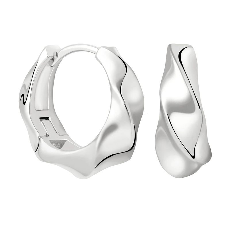 Orecchini da donna in argento S925 con design irregolare concavo e convesso, stile freddo, semplici orecchini rotondi con fibbia e texture._voghion.com