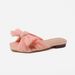 Women's Summer Outer Wear Flat Bottom Butterfly Knot Mesh Material Slip-on Sandals_voghion.com