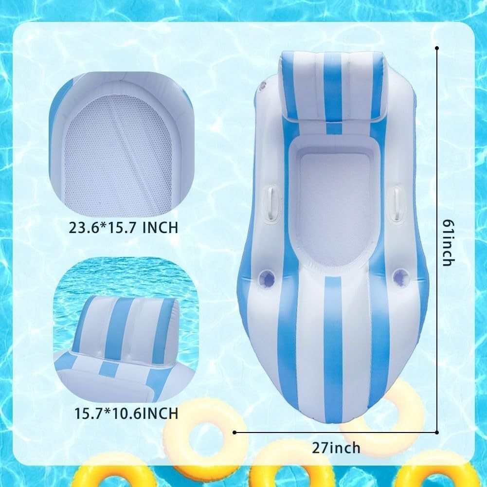 Uppblåsbar fritidsloungestol Vuxen PVC-mugghållare Sommarpool Förtjockad ryggstöd Flytande säng Utomhus flytande båt_voghion.com