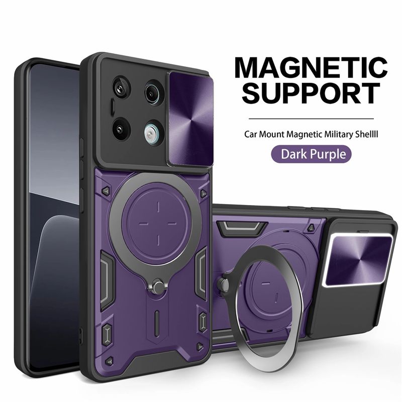 Slide Camera Magnetic Case X6 M6 5G Shockproof Armor Matte Cases For POCO C40 M5S M5 M4 M3 X5 F5 X4 Pro F3 Fundas_voghion.com