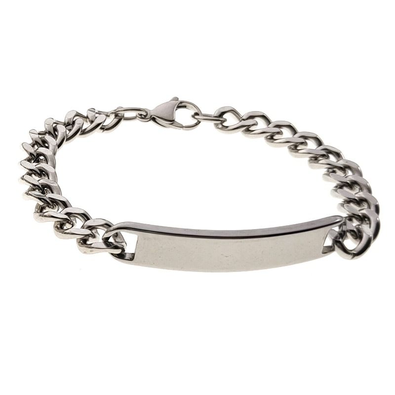 Braccialetto con tag curvo fai da te per coppia, in acciaio inossidabile, con catena cubana, in titanio, stile hip-hop, da uomo_voghion.com