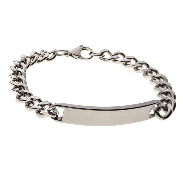 Braccialetto con tag curvo fai da te per coppia, in acciaio inossidabile, con catena cubana, in titanio, stile hip-hop, da uomo_voghion.com