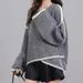 Design Women's Sweater Pullover Round Neck Irregular Contrasting Striped Knitted Sweater_voghion.com