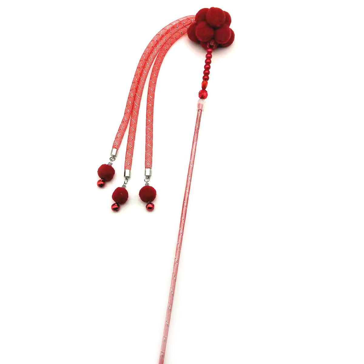 Fairy Tassel Toy Wand Elastic Rope Plush Ball Teaser Rod Durable Scratch And Chew Cat Supplies_voghion.com