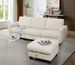 Beige White Corduroy Fabric Sofa With OTTOMAN_voghion.com