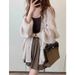South Korea 2024 autumn loose and lazy thin shawl top, medium long lantern sleeve knitted cardigan jacket for women_voghion.com
