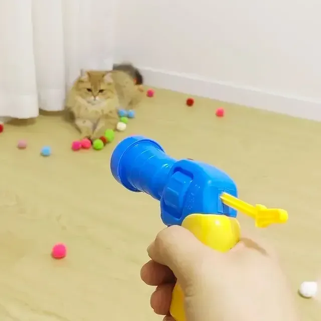 Pluh Ball Shooting Gun Cat, Self-Propelled Silent Ball Relieving Depreion, Micro-Elatic Static Sticky Toy For By PawParty Store_voghion.com