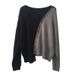 Women's Clothing Korean Style Asymmetrical Knit Sweater Women's Casual Soft Color-Block Pullover Oversized Round Neck Long Sleeve Acrylic Top_voghion.com
