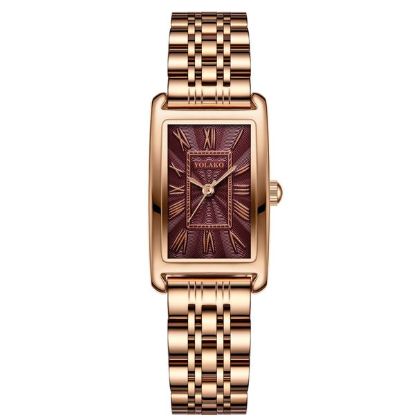 Mados tiesioginės transliacijos išpardavimas, plieninis dirželis, romėniško masto madingas laikrodis, kvadratinis moteriškas kvarcinis laikrodis_voghion.com