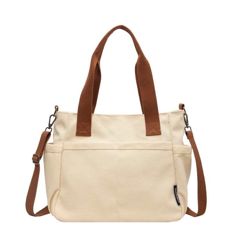 Borsa a tracolla casual versatile da donna, in tela, stile semplice e alla moda, tinta unita, per studenti universitari, nuova._voghion.com