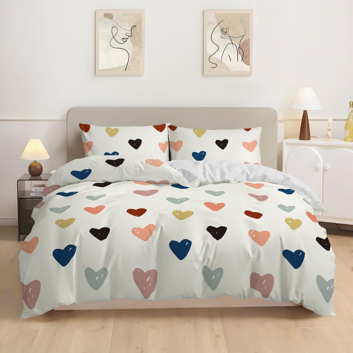 Modern Minimalist Duvet Cover Set - Digital Print, Lightweight 90gsm, Multiple Sizes (US/EU/AU), OEKO-TEX Certified, Easy Care For Home & Airbnb_voghion.com