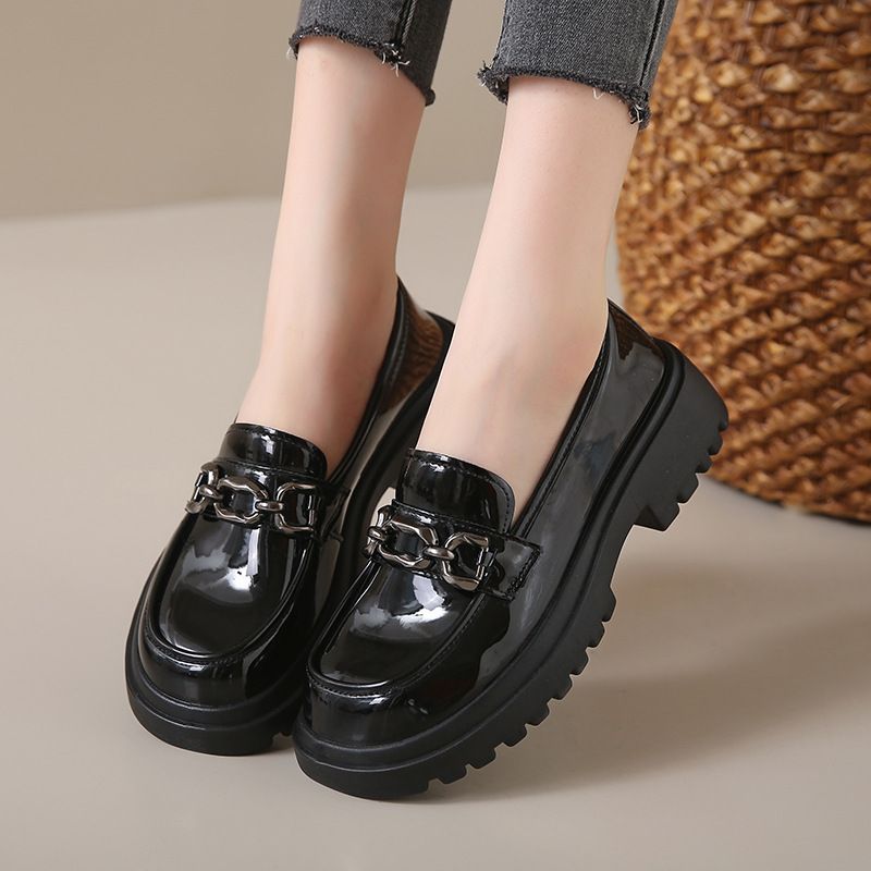 new Spring And Summer Women's Thick Bottom Lace-up Single Shoes Spring And Autumn Hundred With British Small Leather Shoeses_voghion.com