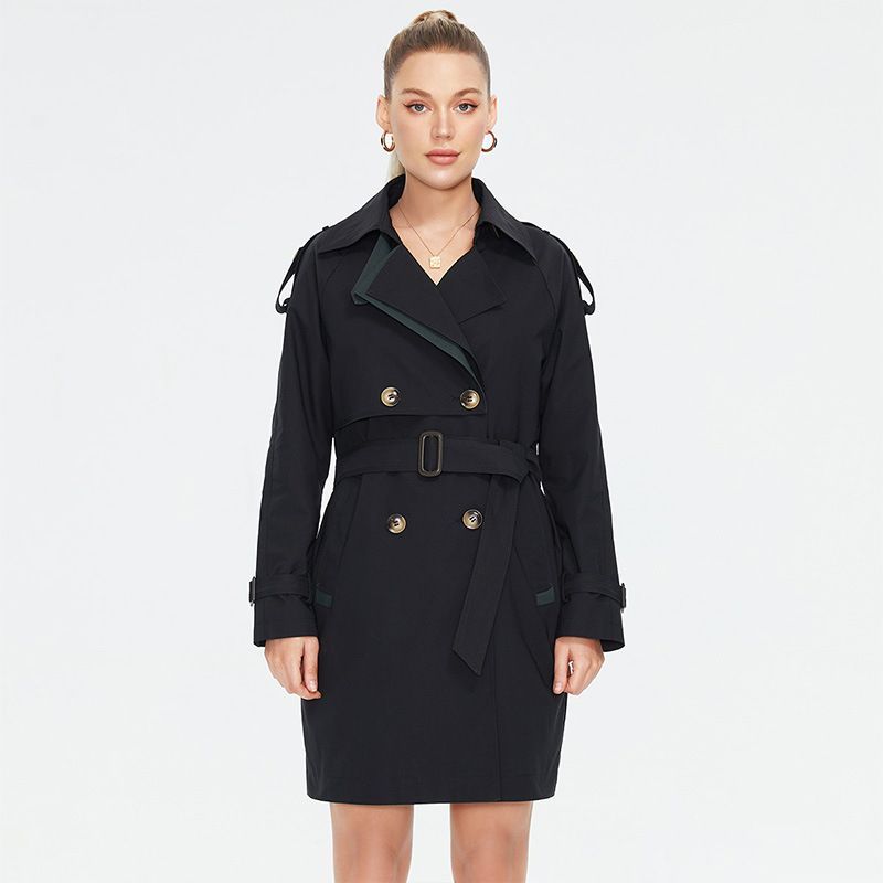 Women's Clothing Wild Strawberry Hot Style Autumn and Winter Double-breasted Fashion Classic Slim Windbreaker Jacket_voghion.com