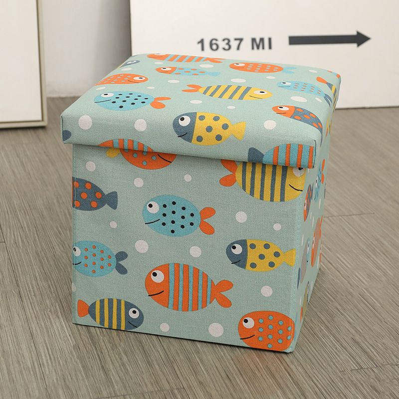 Multifunctional Printed Cotton Linen Folding For Home Use, Small Storage Stool, Can Sit On Sofa Stool_voghion.com