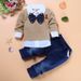 Kids’ Clothing Spring And Autumn New Infant Boy Bow Tie Top Denim Trousers Gentleman Suit Two Piece Suit_voghion.com
