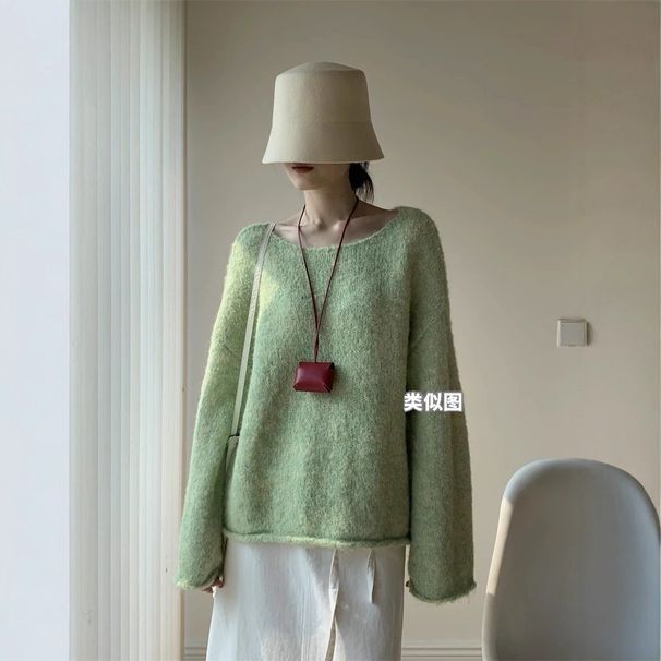 Suéter de punto informal de cuello redondo con hilo floral para niña 251028-170_voghion.com