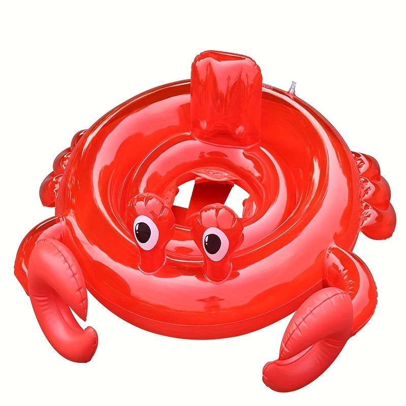 Kids' Inflatable Crab Swim Ring - Durable Pvc Leather, Perfect For Ages 3-6, Summer Pool Fun_voghion.com