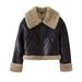 Women's double-sided short jacket jacket long sleeve fur one loose and lazy warm top_voghion.com