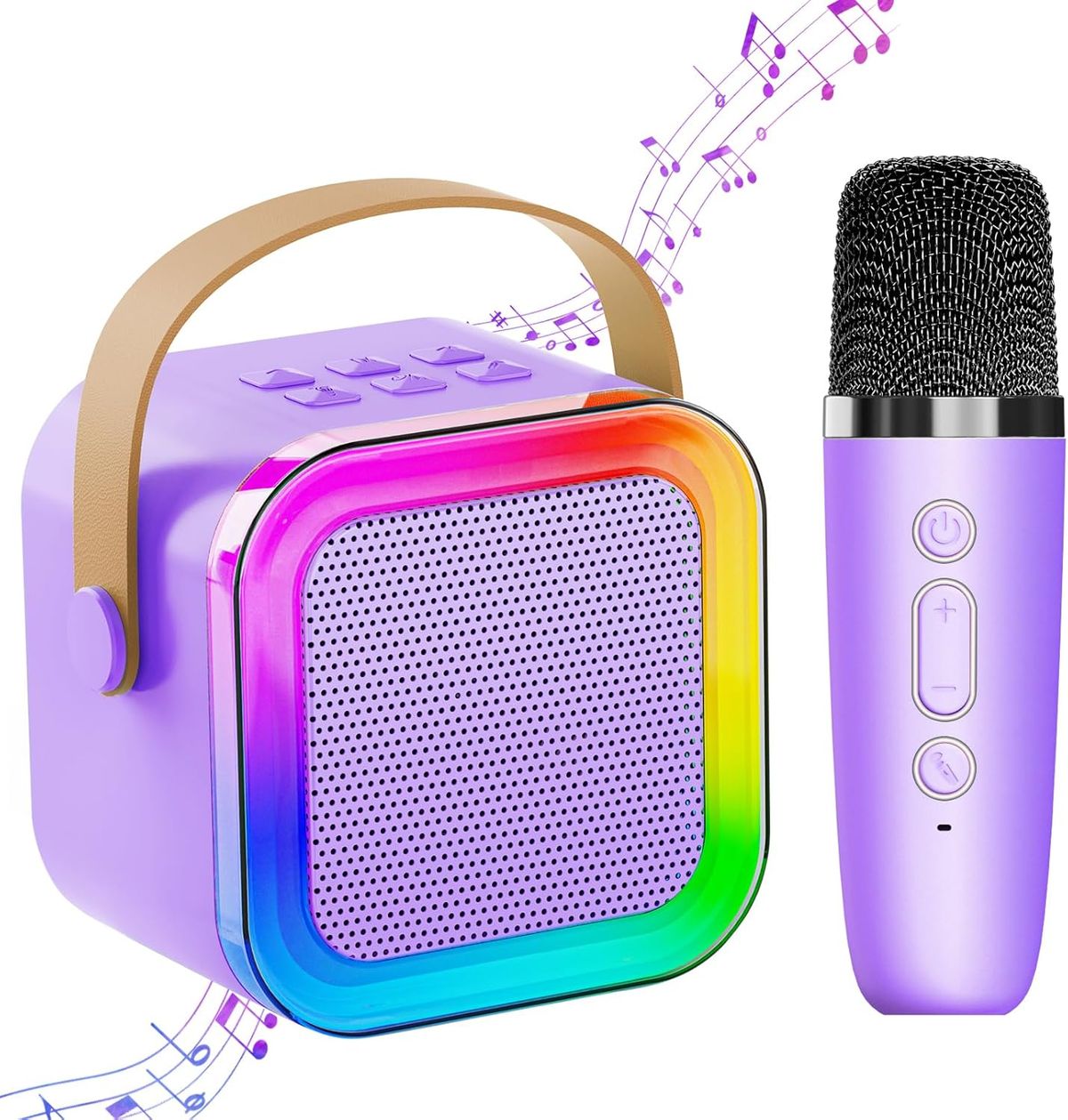 Mini karaoke automat pro děti a dospělé, přenosný Bluetooth reproduktor, 2 bezdrátové mikrofony se zábavnou funkcí změny hlasu_voghion.com
