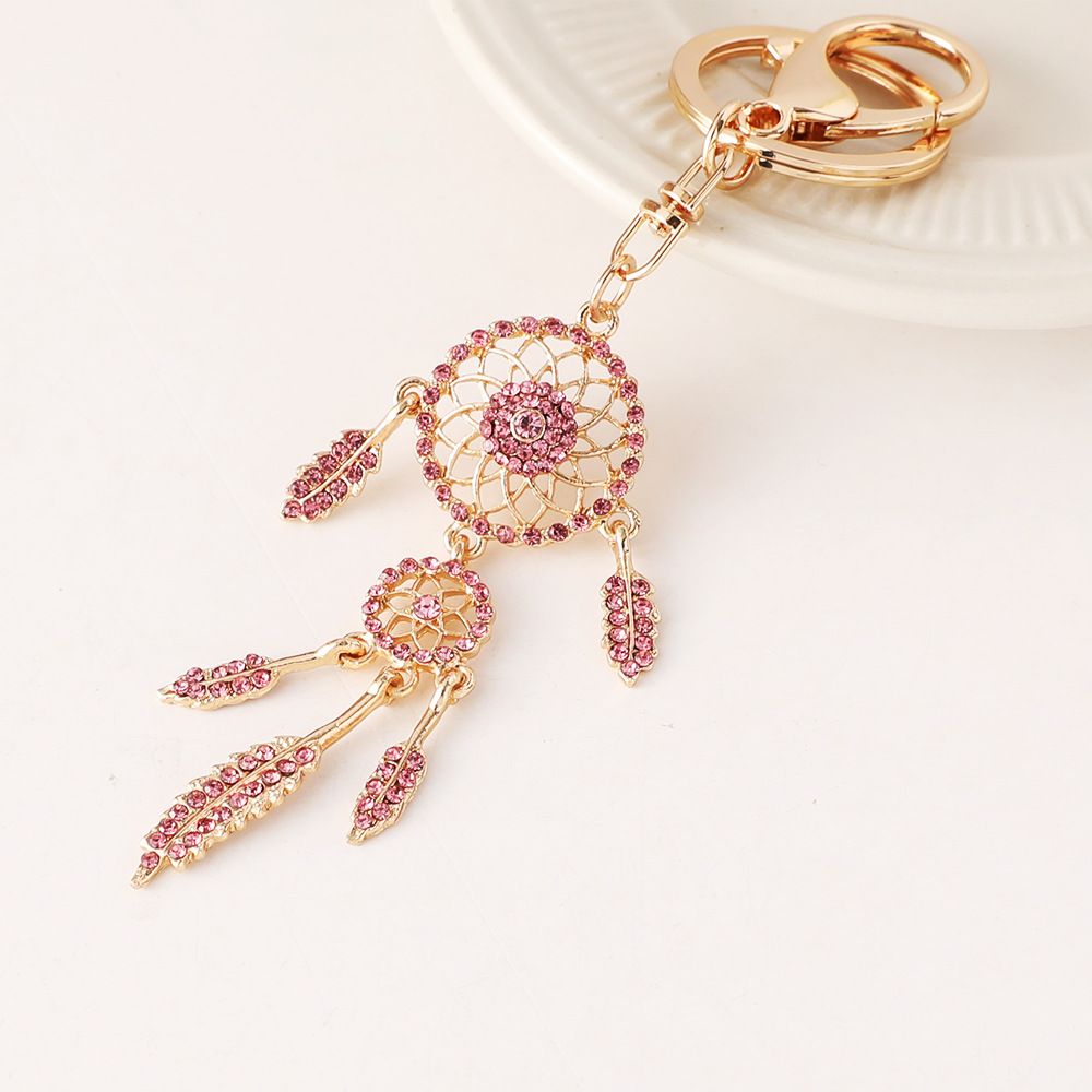 Heißer Verkauf Mode Spitzen Strass Quaste Feather Dream Catcher Design Keychain Licht Luxus Tasche Anhänger Kleines Geschenk_voghion.com
