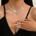 Set di gioielli da sposa - Collana in argento 925 con diamanti Lace Water (fotografia di matrimonio, catena da 16-18 pollici, orecchini coordinati, confezione regalo di lusso)_voghion.com