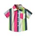 Kinderkleding regenboog gestreepte korte mouwen shirt nieuwe aankomst kinder katoenen revers mode vest Koreaanse stijl jas baby_voghion.com