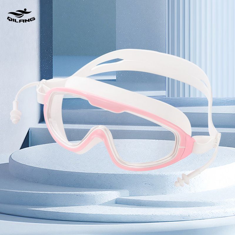 Adult Swimming HD Anti-Fog Large Frame Integrated Mirror With Earplugs Soft Silicone Unisex Diving Goggles_voghion.com